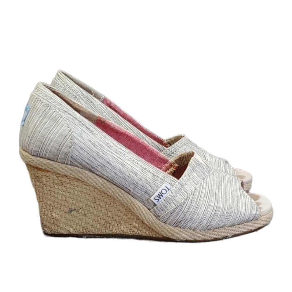 Toms Women Espadrille Classic Wedge Heels Open Toe Sandals Shoes sz 7.5